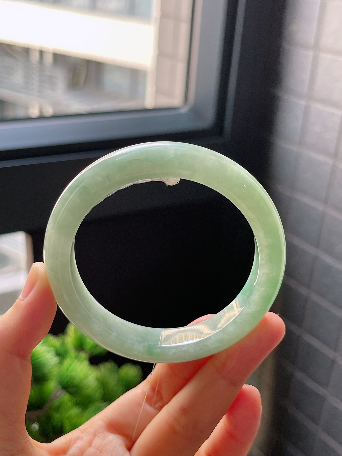 正圈55.1圈口，翡翠糯化种飘花手镯