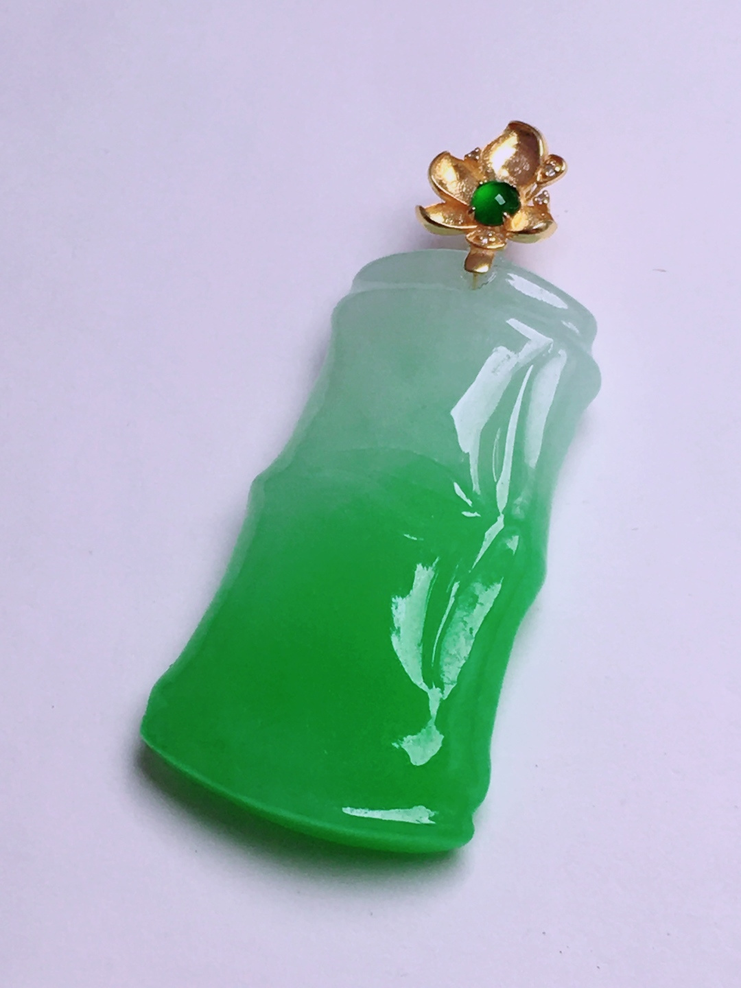 ️绿竹节吊坠，晶莹剔透，新颖时尚，无裂