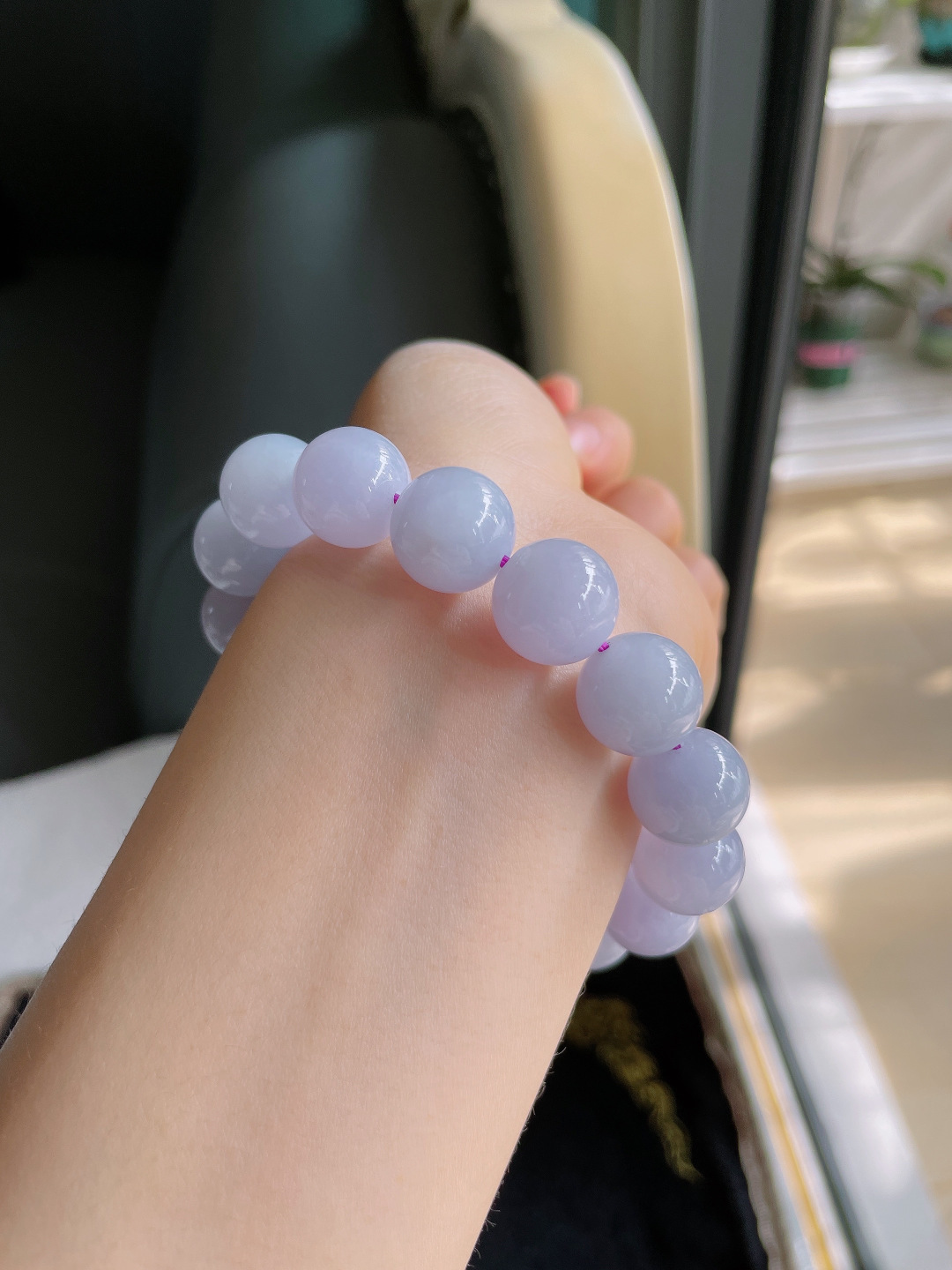天然翡翠A货，冰手串，尺寸：12.8mm。【编3264】