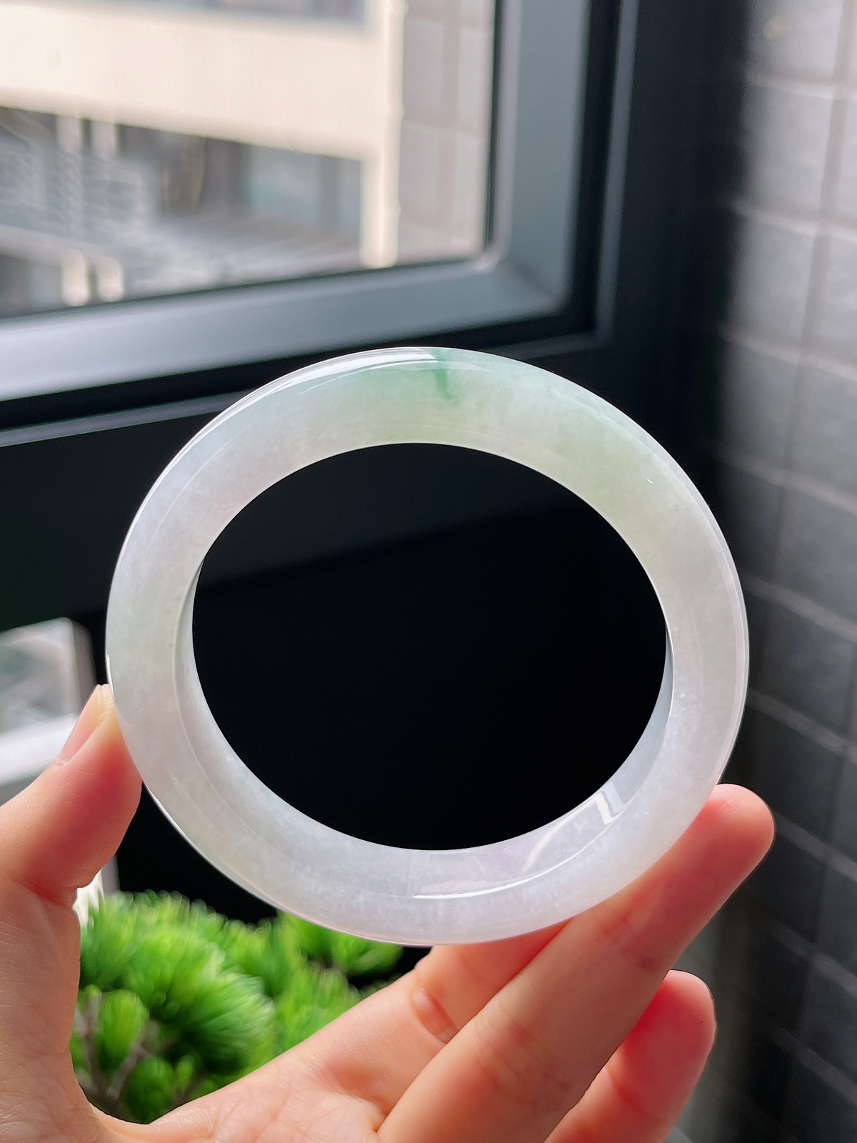 圈口58.8，冰糯飘花翡翠正圈手镯