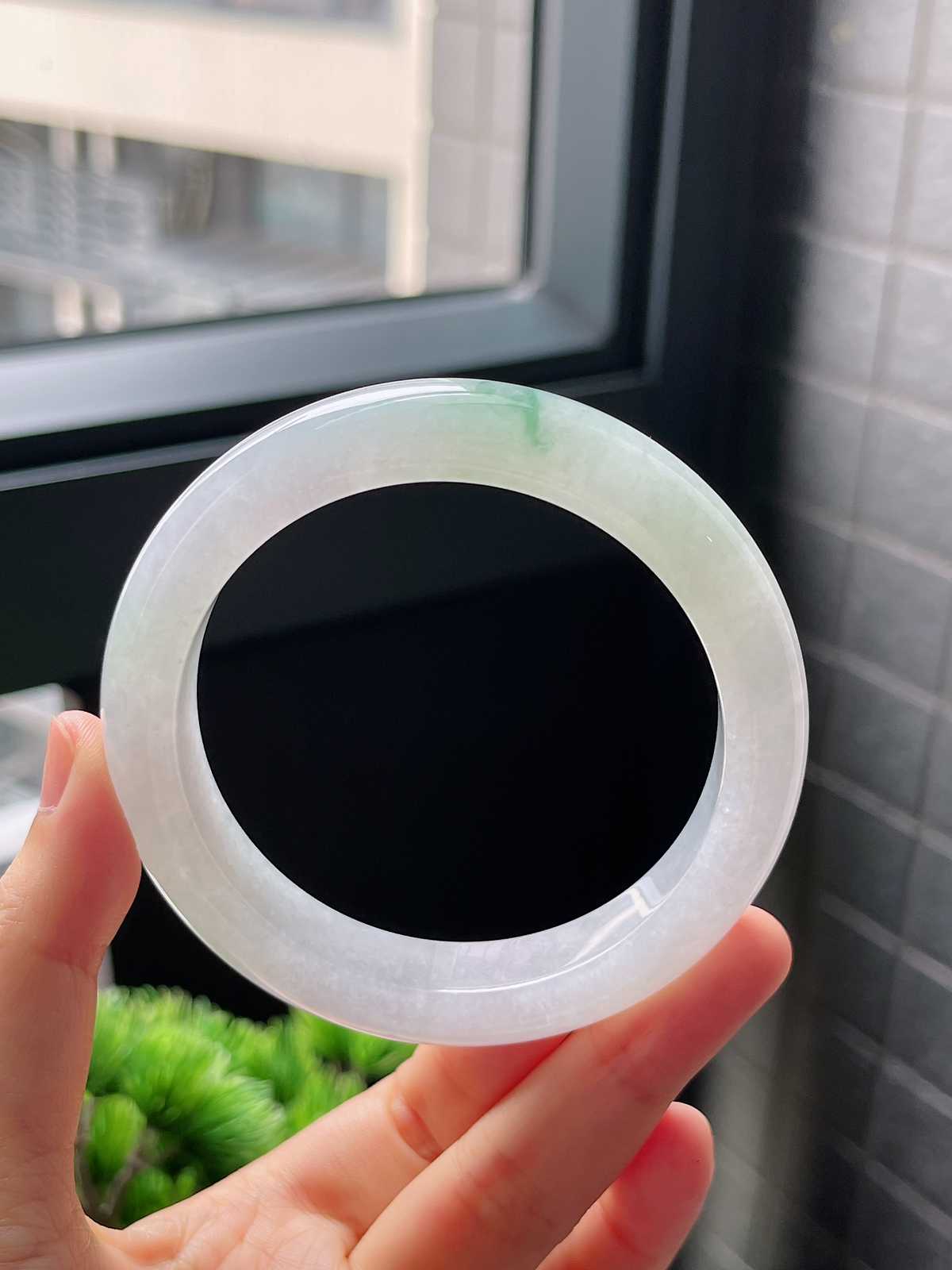 圈口58.8，冰糯飘花翡翠正圈手镯