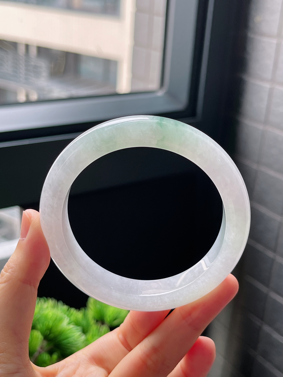 圈口58.8，冰糯飘花翡翠正圈手镯