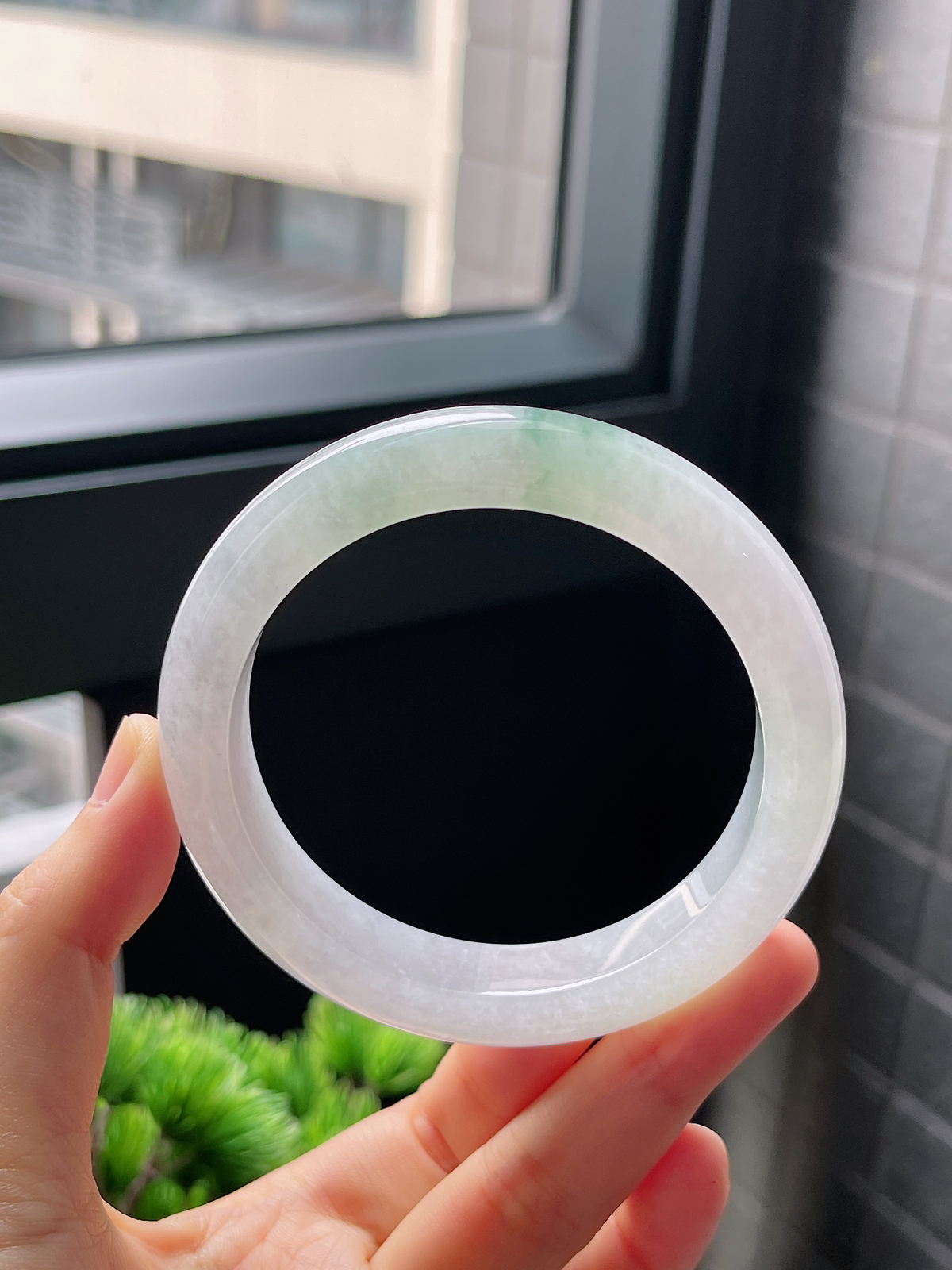 圈口58.8，冰糯飘花翡翠正圈手镯