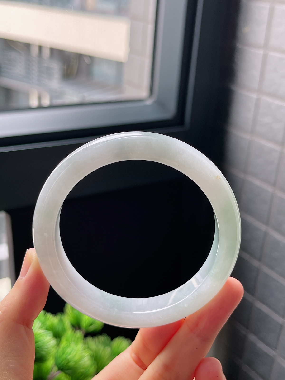 圈口57.7，冰糯种飘花翡翠正圈手镯