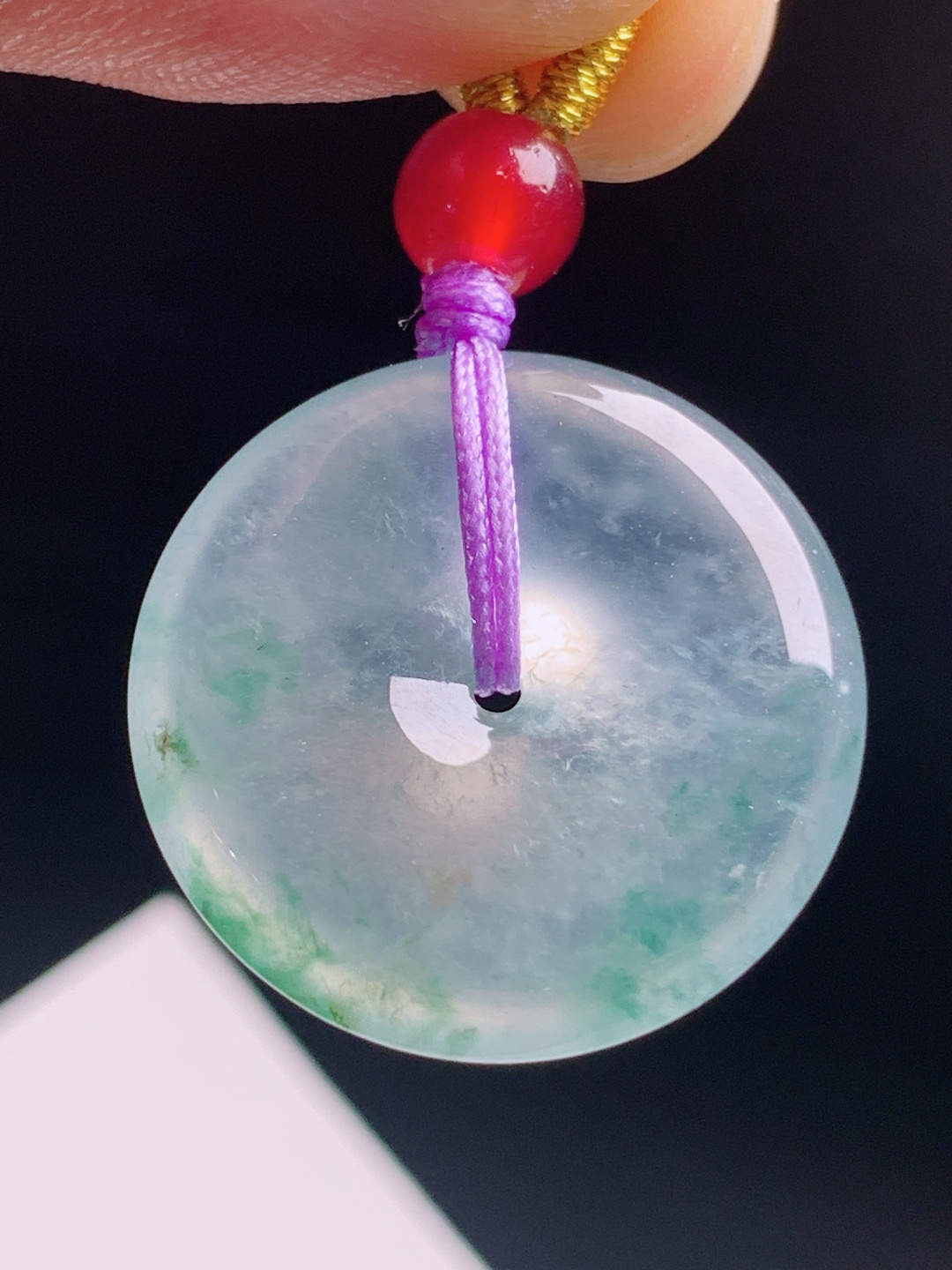 ️ 冰种飘花平安扣，冰透灵动飘花自然，圆满平安事事无忧 裸石33.7-5.5 编号490622