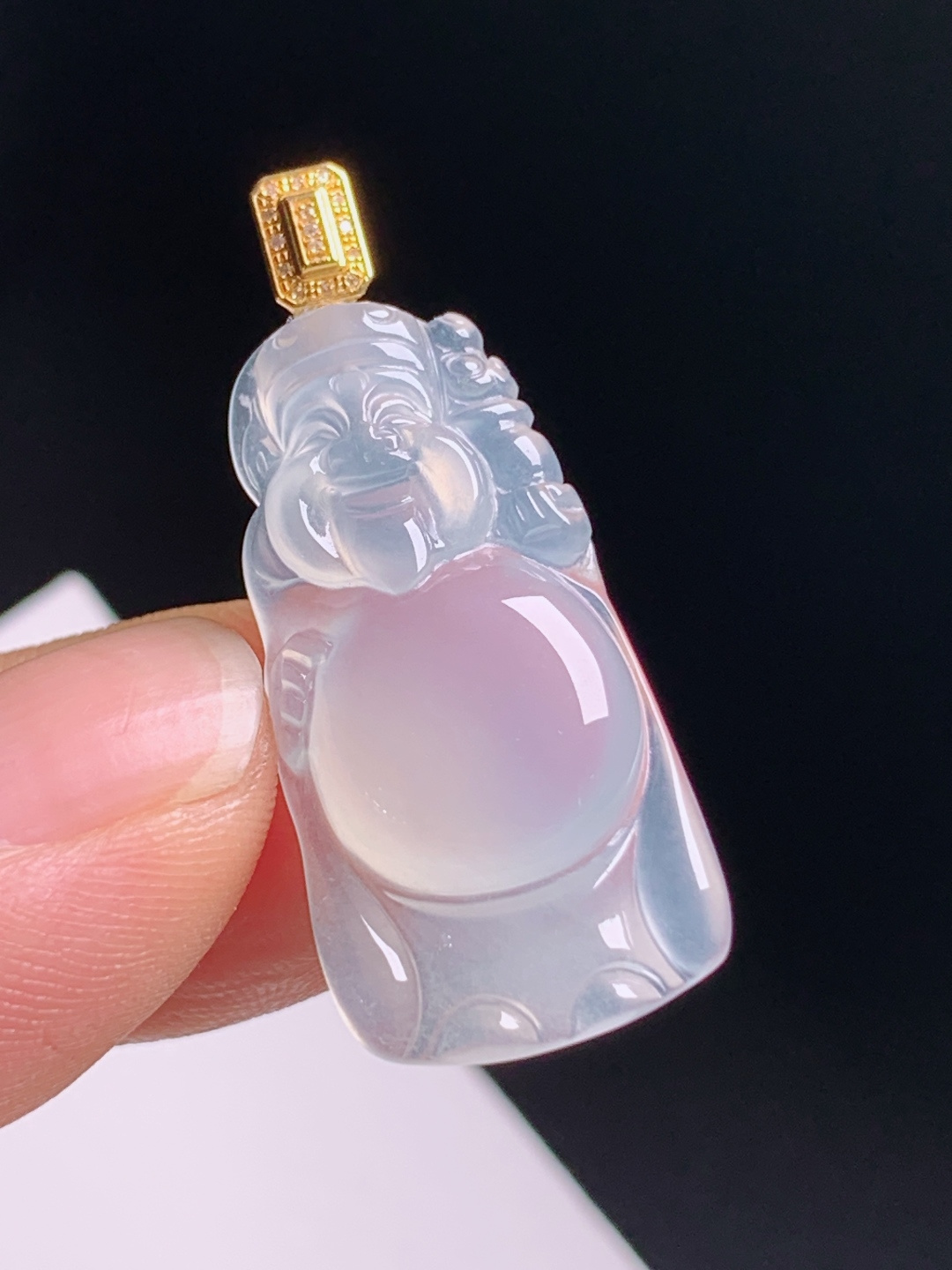 ️ 财神吊坠，冰润通透雕工精致，财源滚滚平安无忧 裸石29.1-14.7-5.1 整体35.5 530623