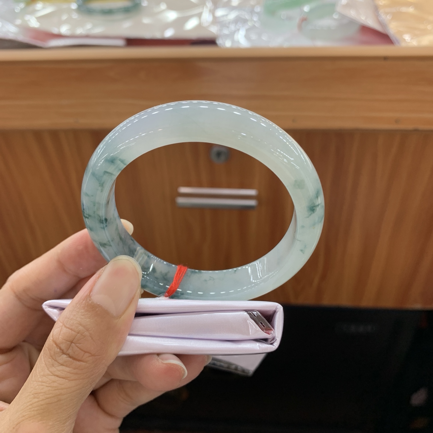 冰飘花正圈翡翠手镯 55.4-12.5-8.2