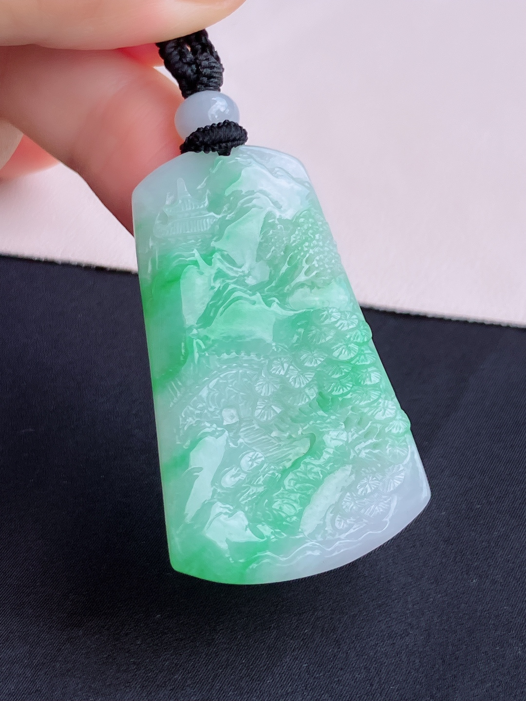 冰飘绿山水牌，意境，尺寸50/31/5.5/自然光实拍