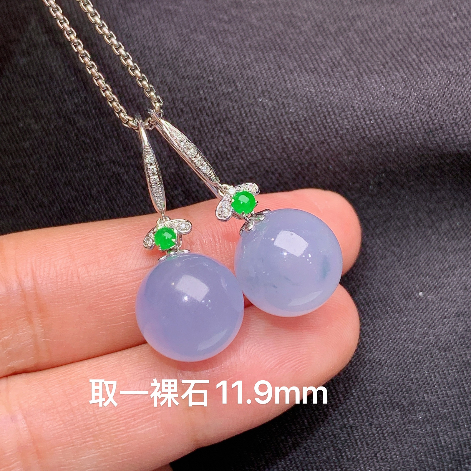 冰紫罗兰圆珠耳坠，18k金镶嵌，温润细腻，颜色鲜艳，Xyg 尺寸11.9