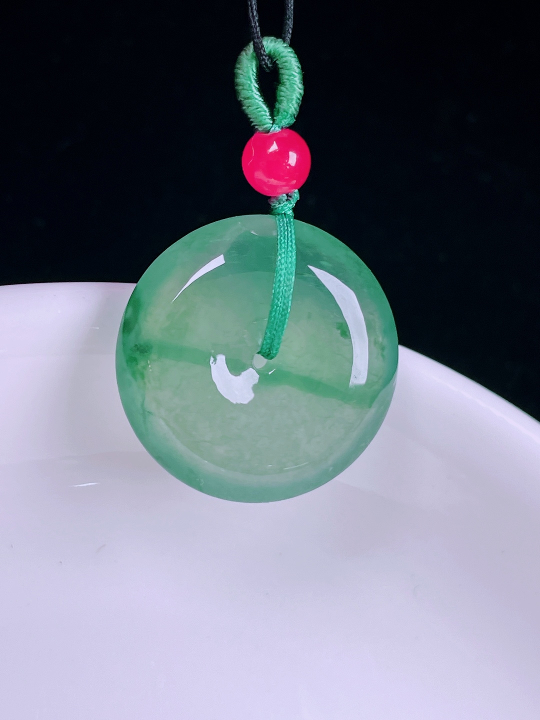 ️冰种平安扣，老种起光，细底通透，尺寸：19.8/5.7mm0625