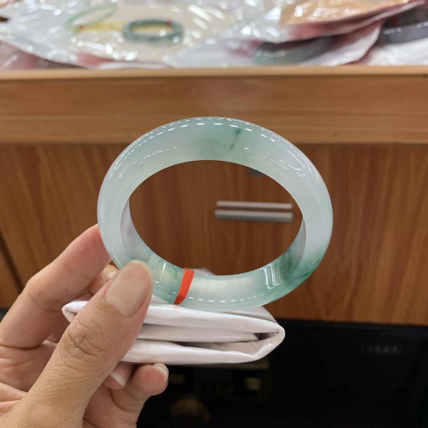 062433XY 冰飘花正圈翡翠手镯 58.8-14.7-9