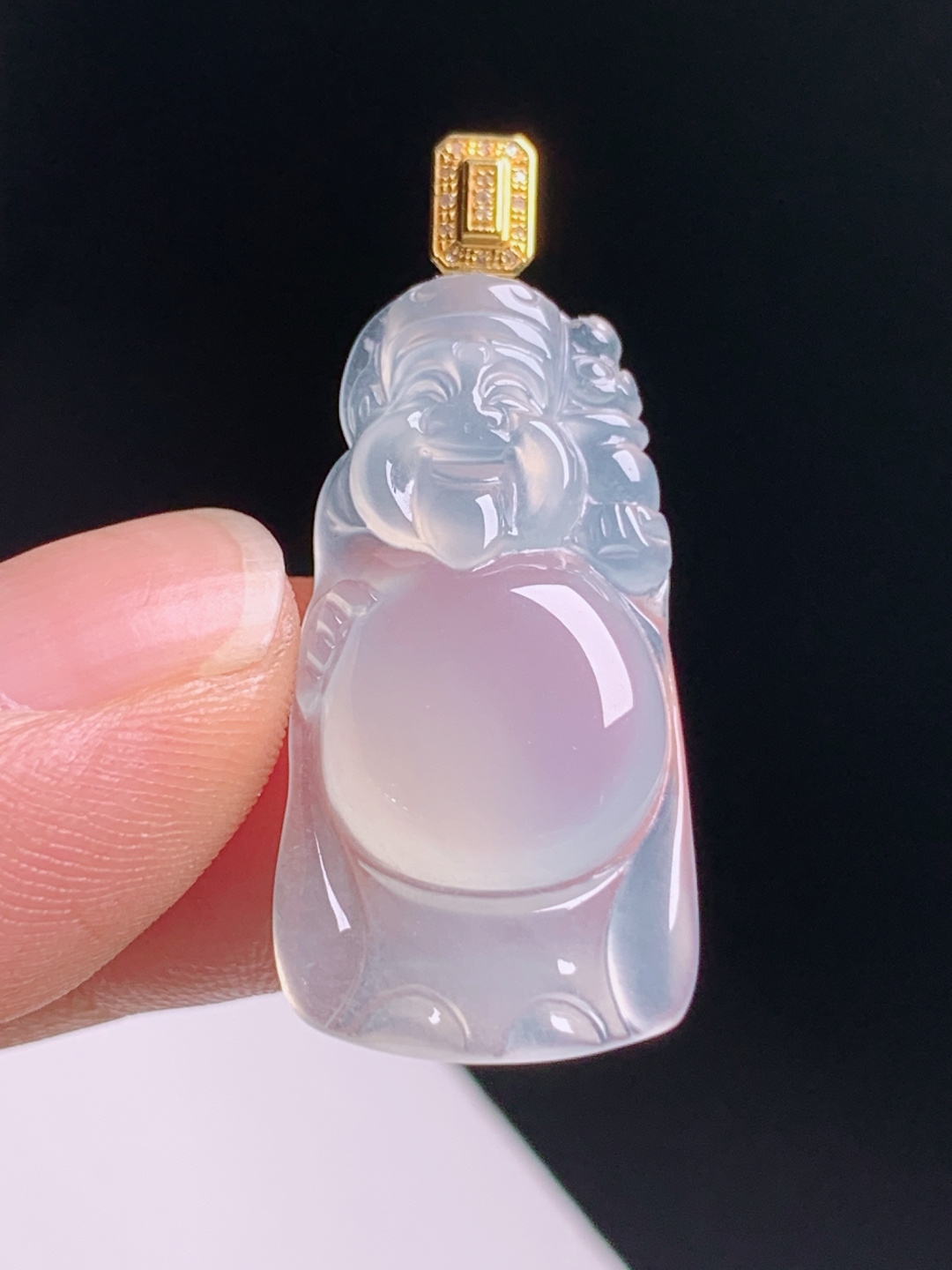 ️ 财神吊坠，冰润通透雕工精致，财源滚滚平安无忧 裸石29.1-14.7-5.1 整体35.5 5