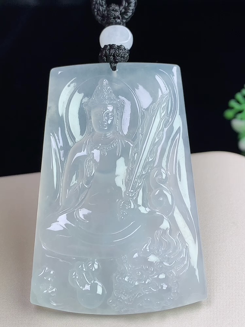 冰种文殊菩萨，无裂，尺寸56.6-38-5.6mm，L25sy9