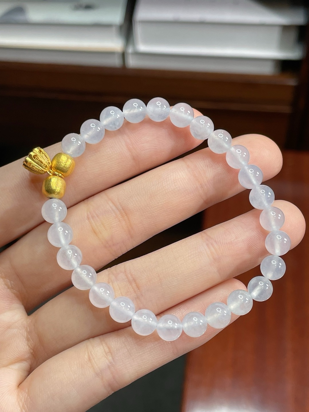 珠子手链  18k金镶嵌，6.2