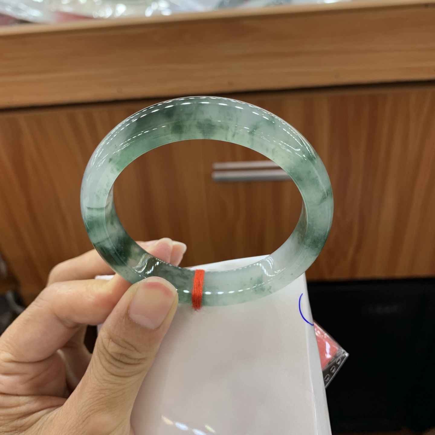 062431XY 冰飘花正圈翡翠手镯 55.7-12-8
