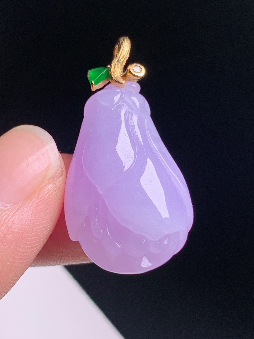 冰粉紫玉兰花吊坠，春色浓郁肉质温润，花开富贵温婉雅致 整体35.2 编号2906