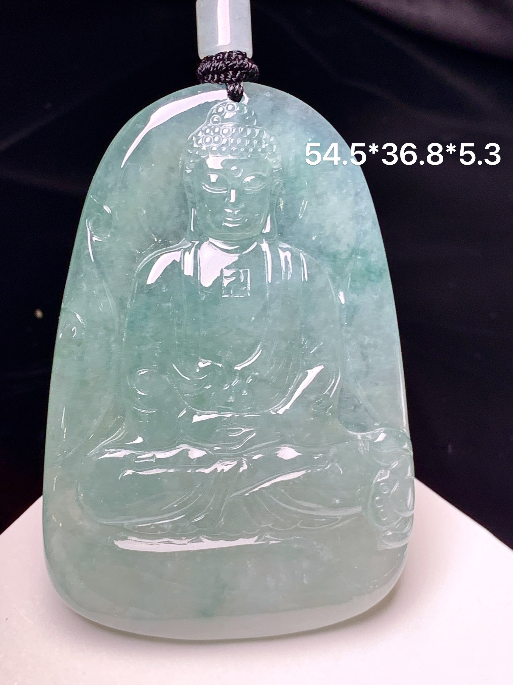 冰种观音吊坠 玉质细腻 色泽艳丽清新 整体尺寸54.5*36.8*5.3 L1