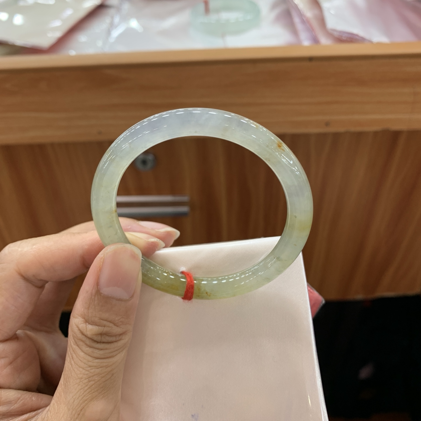 062406AX 黄翡圆条翡翠手镯 51-7.2