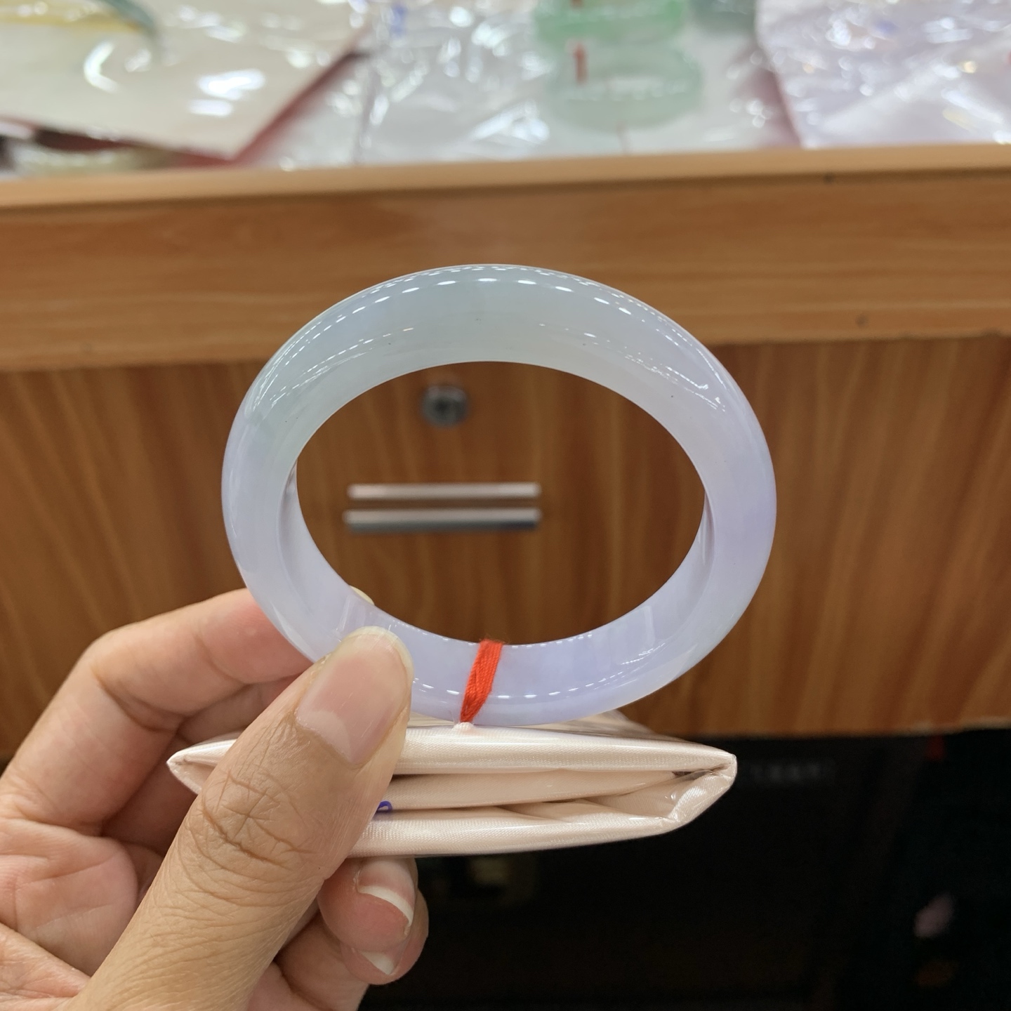 062403MMJ 蓝紫正圈翡翠手镯 54-11.7-8.2