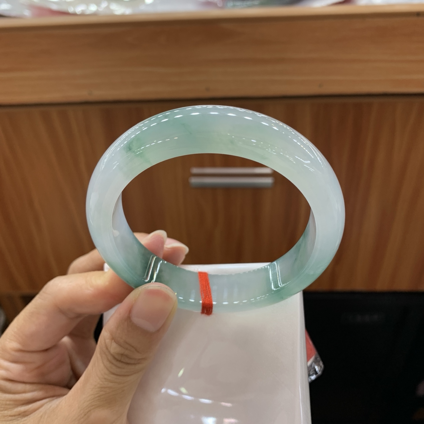 062433XY 冰飘花正圈翡翠手镯 58.8-14.7-9