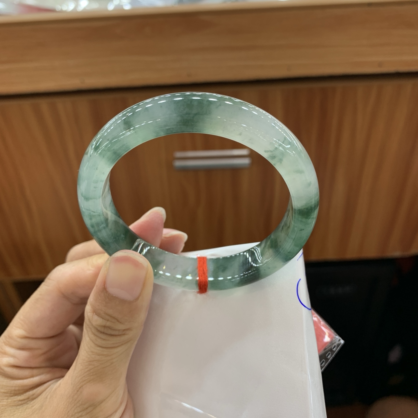 062431XY 冰飘花正圈翡翠手镯 55.7-12-8
