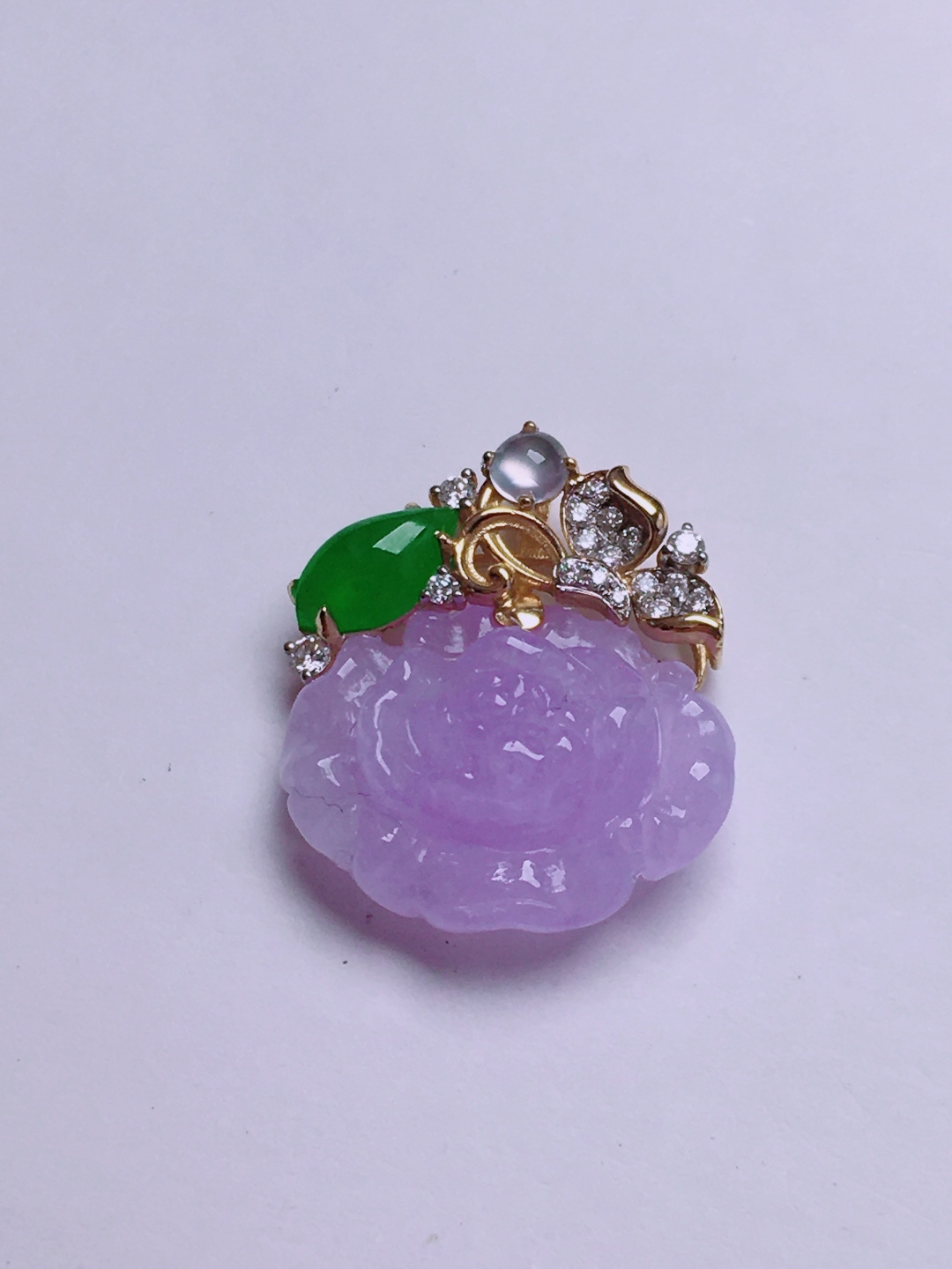 ️高冰紫花吊坠，晶莹剔透，新颖时尚，无裂，12.8-16