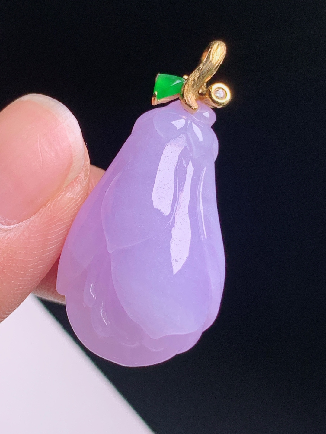 冰粉紫玉兰花吊坠，春色浓郁肉质温润，花开富贵温婉雅致 整体35.2 编号2906
