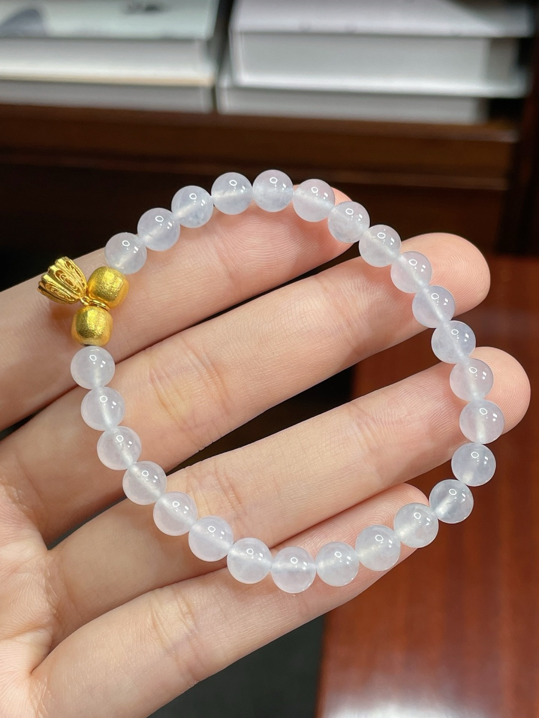 珠子手链  18k金镶嵌，6.2