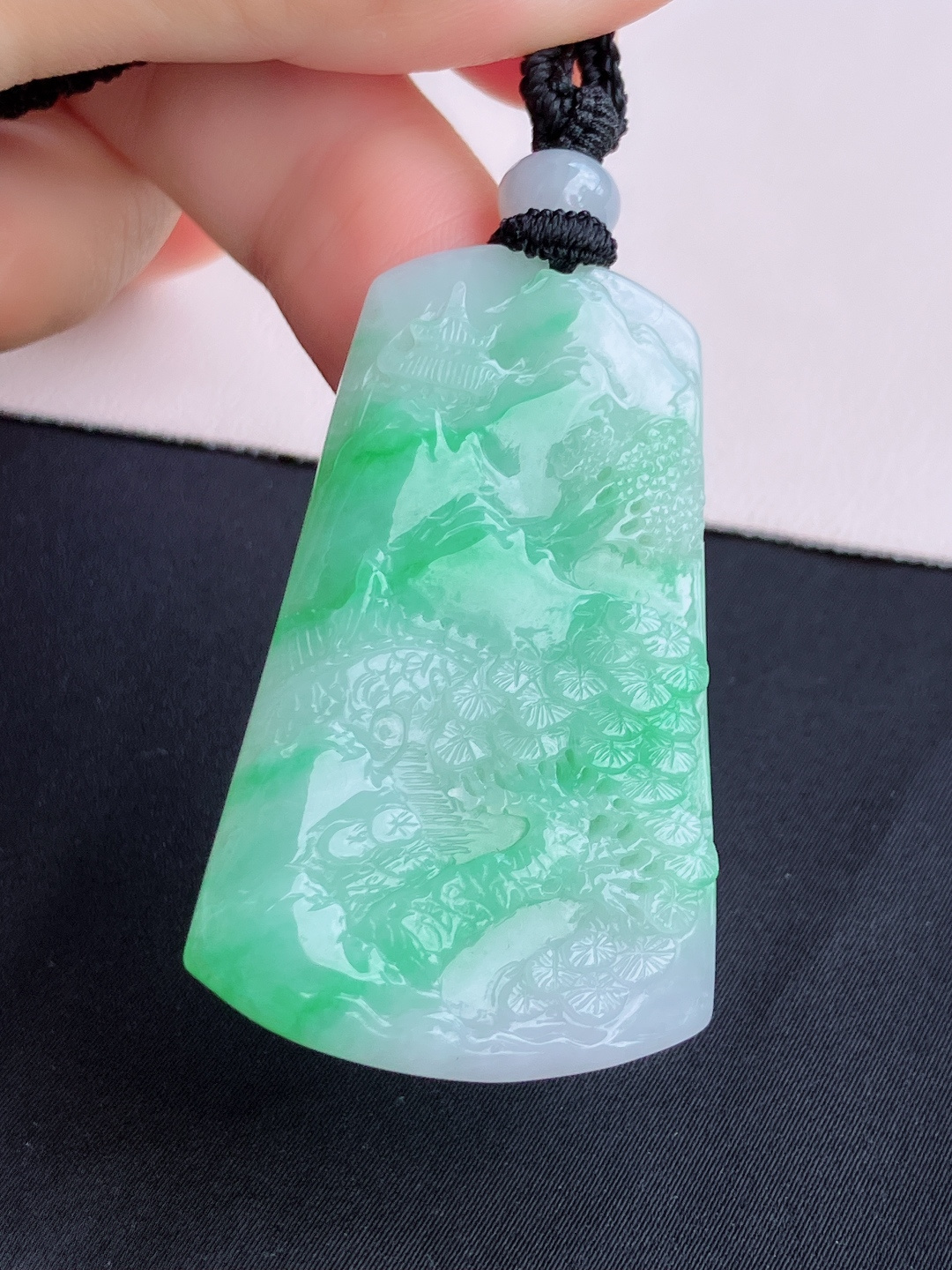 冰飘绿山水牌，意境，尺寸50/31/5.5/自然光实拍