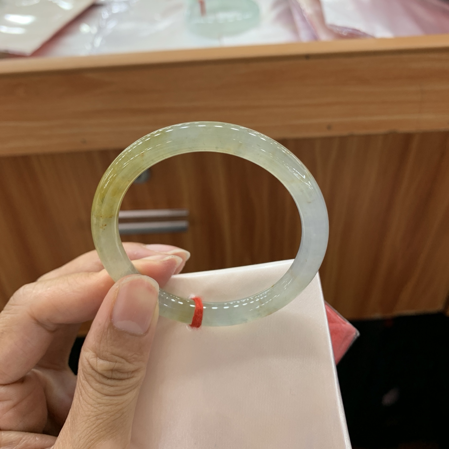 062406AX 黄翡圆条翡翠手镯 51-7.2