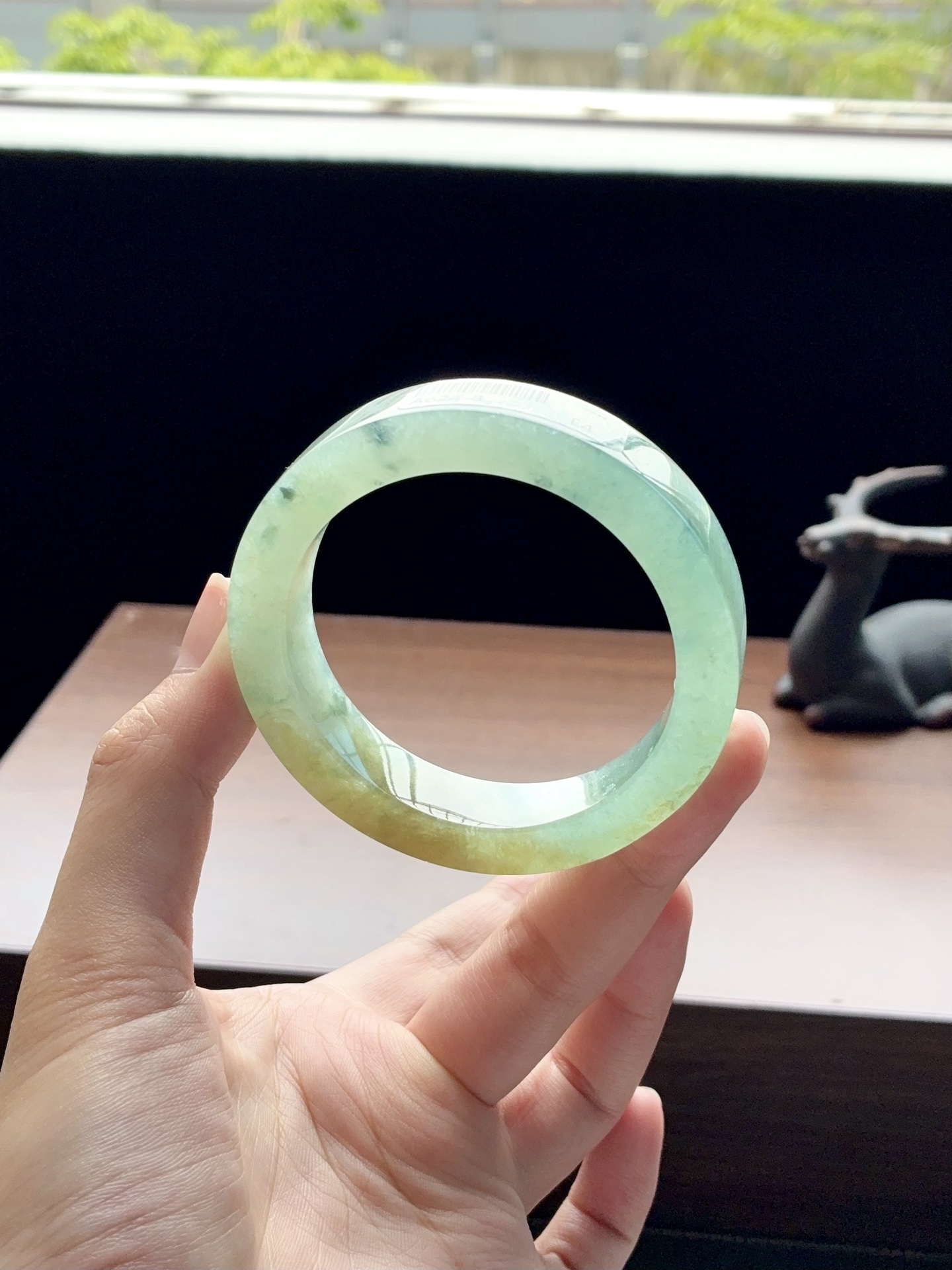 冰晴绿飘花镯胚 A624-8 ⭕️70-53.4-12.6-8.3 可做53.5～54正圈