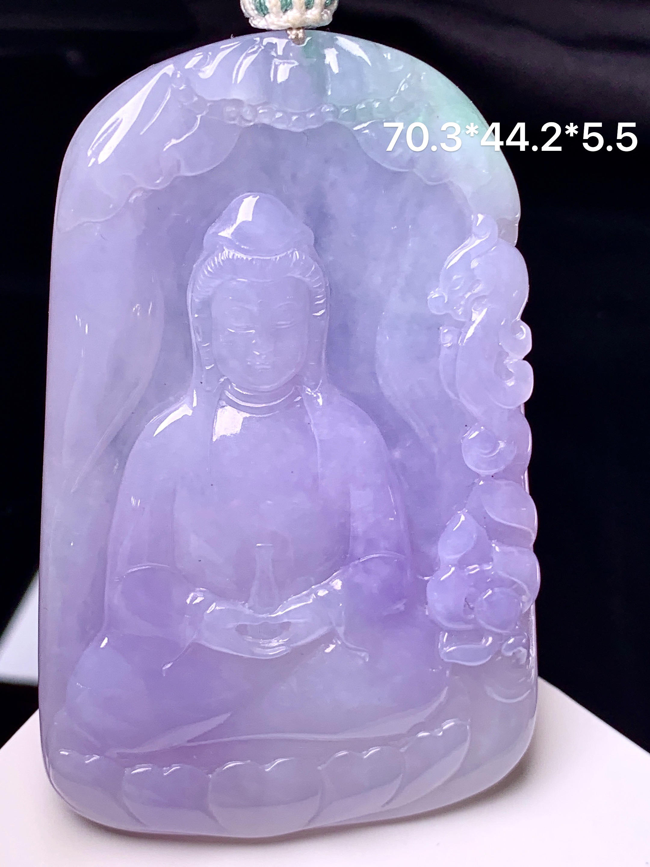 紫罗兰观音菩萨吊坠 玉质细腻 色泽艳丽清新 整体尺寸70.3*44.2*5.5 a5
