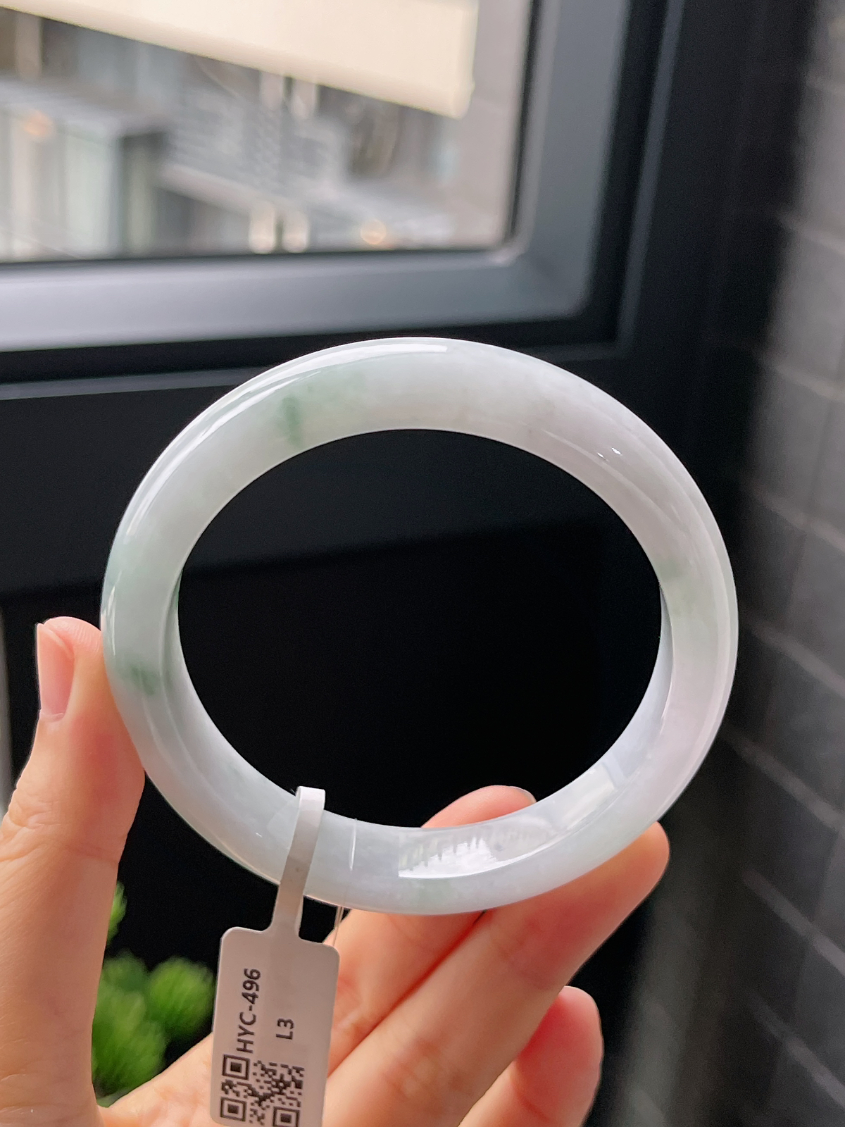 正圈58圈口，翡翠糯化种飘花手镯