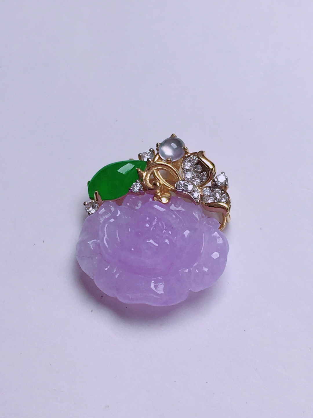 ️高冰紫花吊坠，晶莹剔透，新颖时尚，无裂，12.8-16