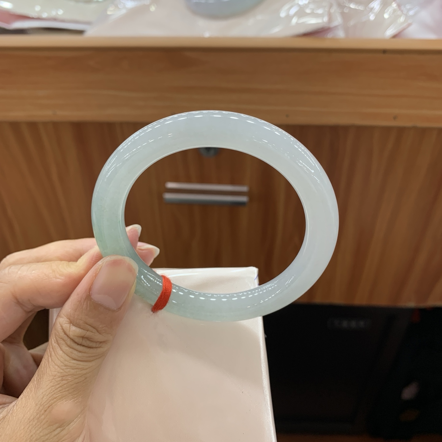 062422MMJ 冰晴圆条翡翠手镯 57-9.7