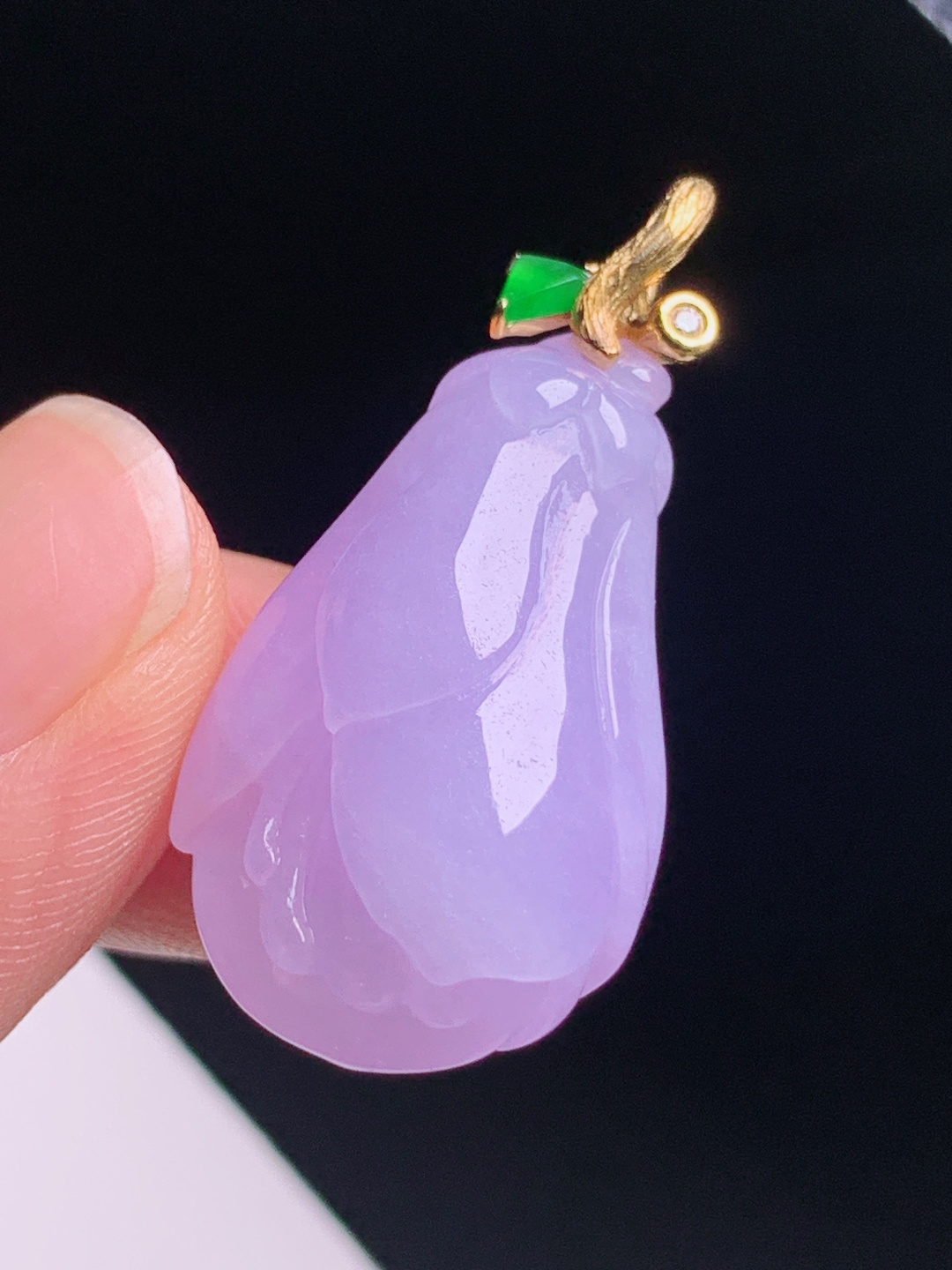 冰粉紫玉兰花吊坠，春色浓郁肉质温润，花开富贵温婉雅致 整体35.2 编号2906