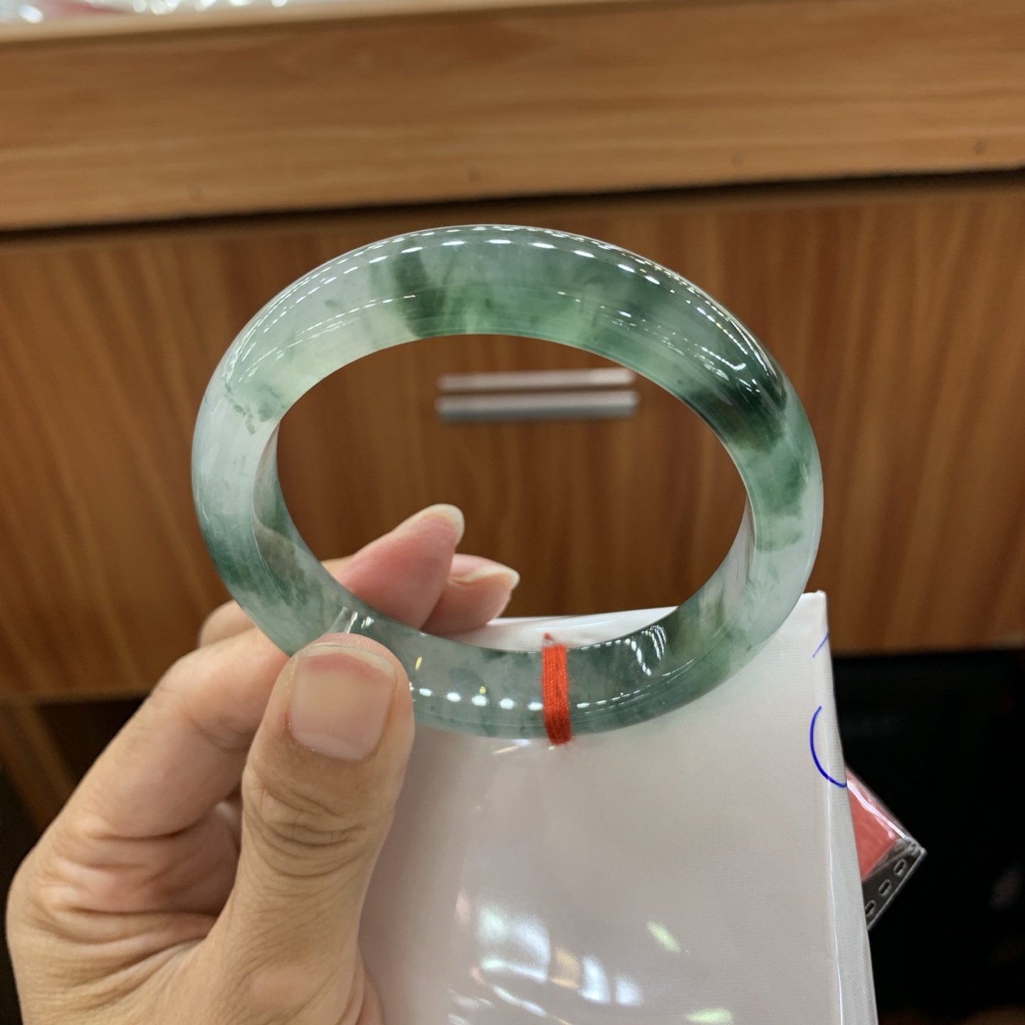 062431XY 冰飘花正圈翡翠手镯 55.7-12-8