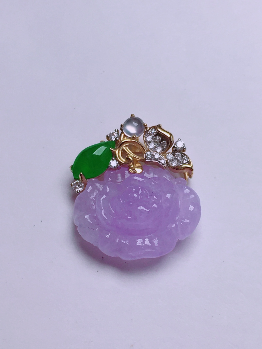 ️高冰紫花吊坠，晶莹剔透，新颖时尚，无裂，12.8-16
