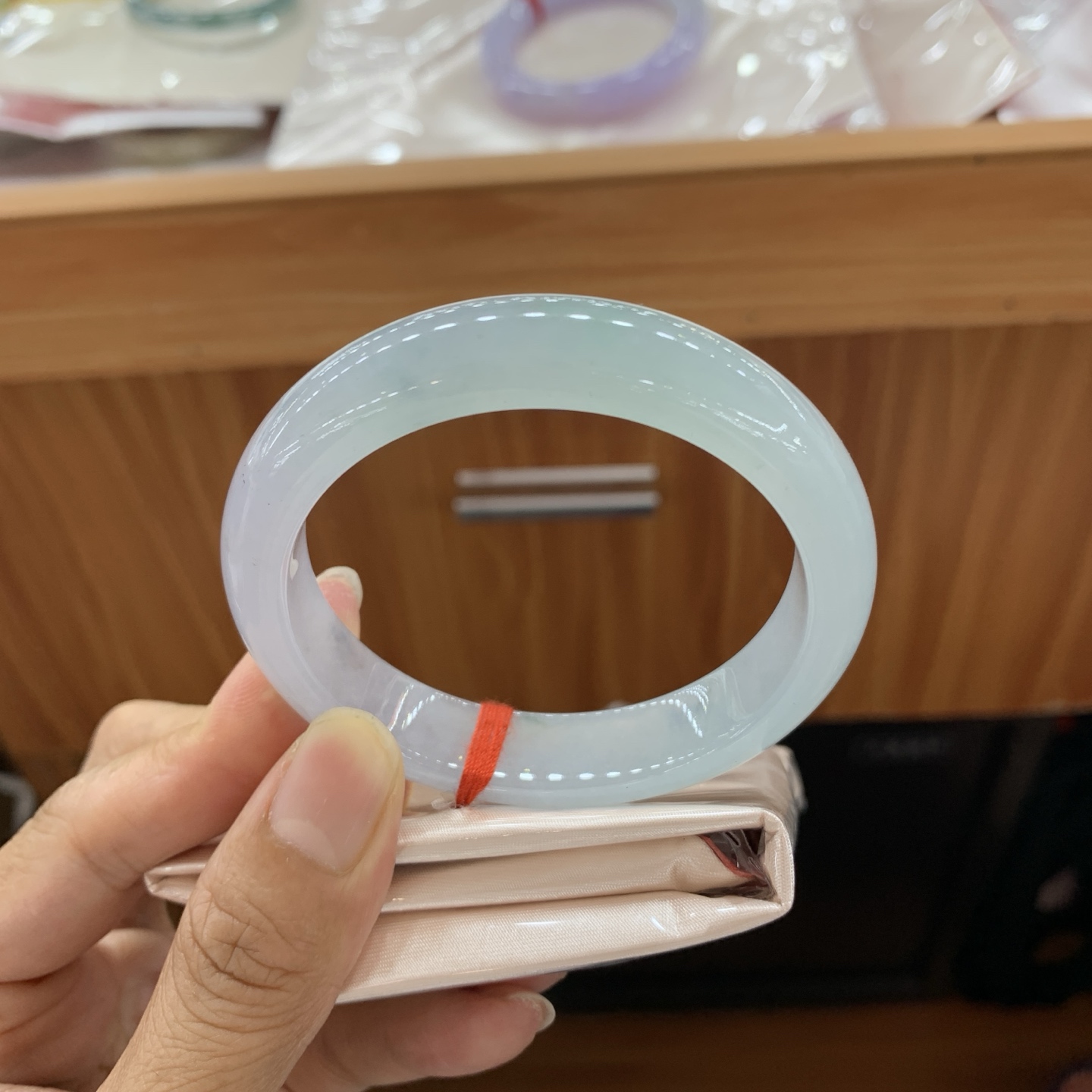 062421MMJ 冰双彩正圈翡翠手镯 55.2-12.3-7.8