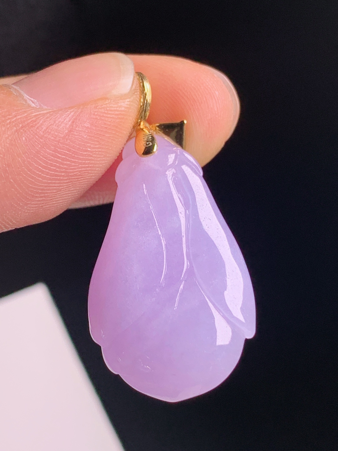 冰粉紫玉兰花吊坠，春色浓郁肉质温润，花开富贵温婉雅致 整体35.2 编号2906