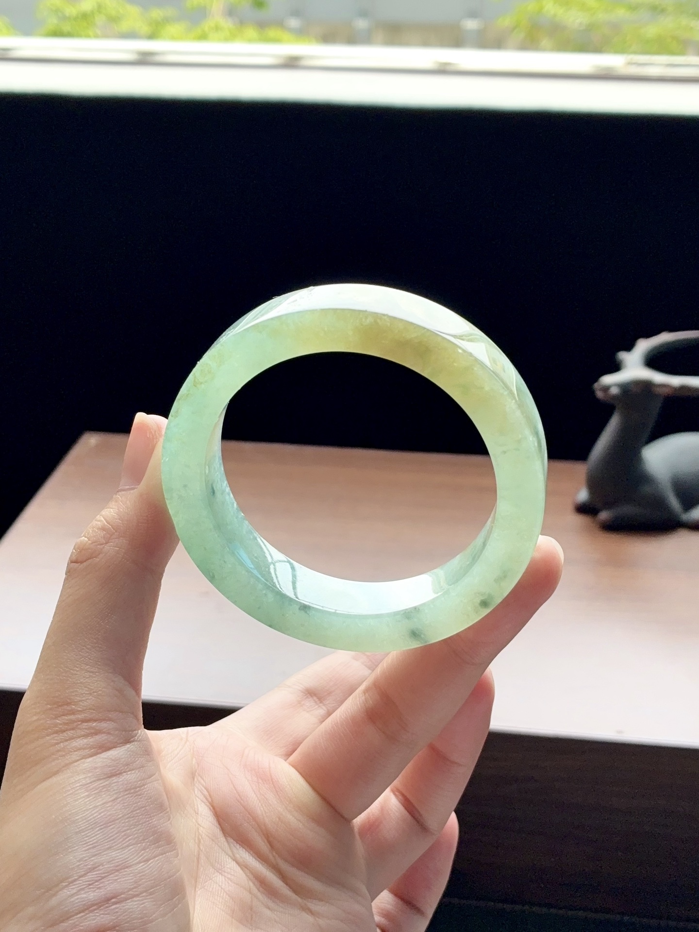 冰晴绿飘花镯胚 A624-8 ⭕️70-53.4-12.6-8.3 可做53.5～54正圈