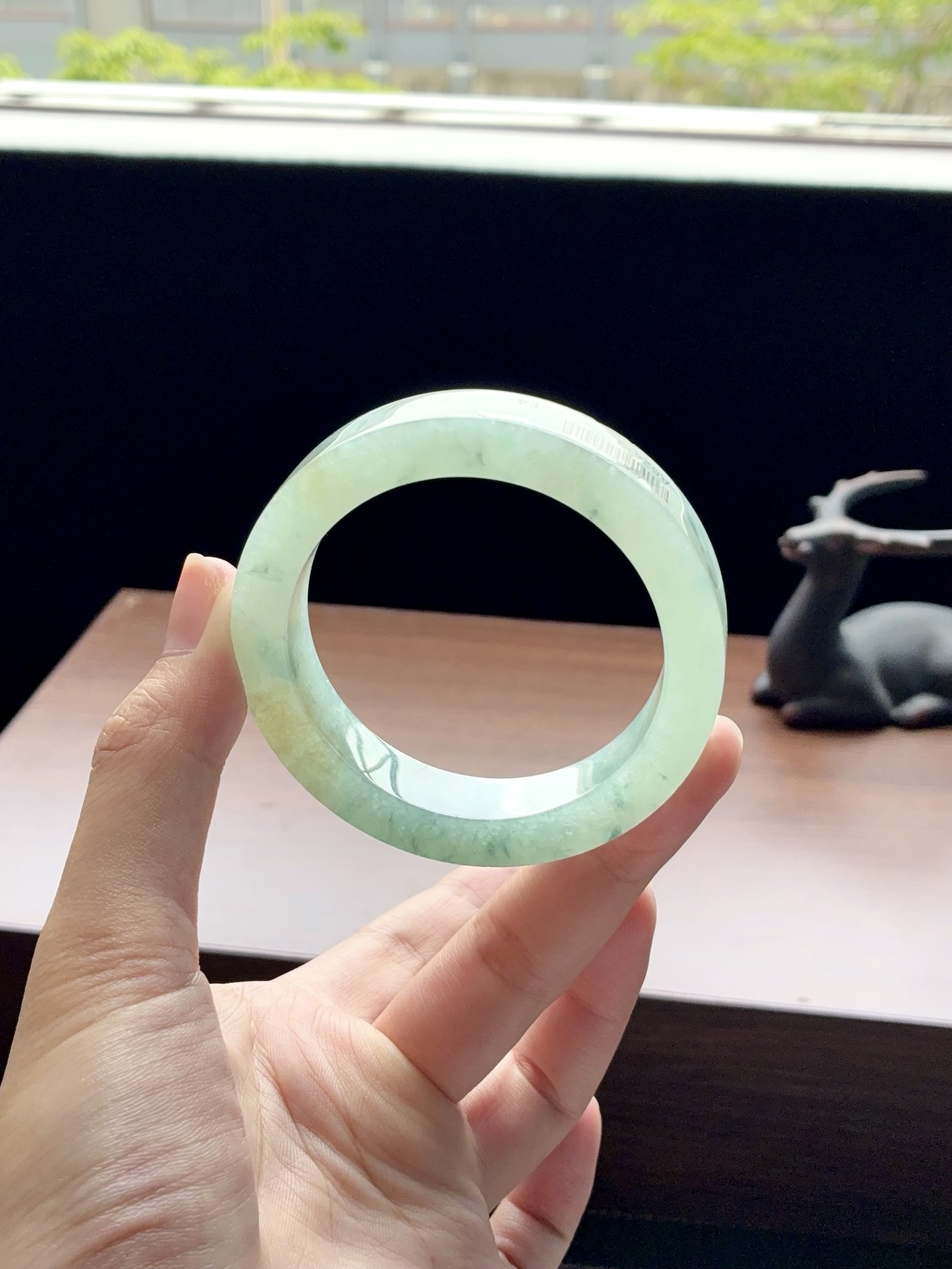 冰晴绿飘花镯胚 A624-9 ⭕️70-53.3-12.5-8.5 可做53.5-54正圈