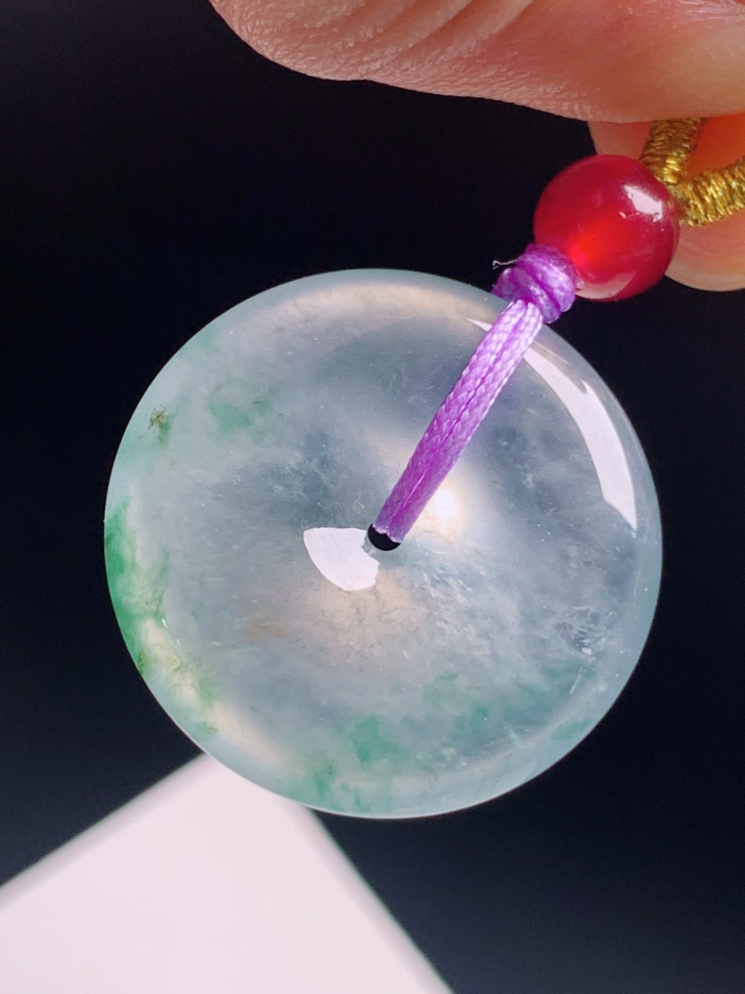 ️ 冰种飘花平安扣，冰透灵动飘花自然，圆满平安事事无忧 裸石33.7-5.5 编号490622