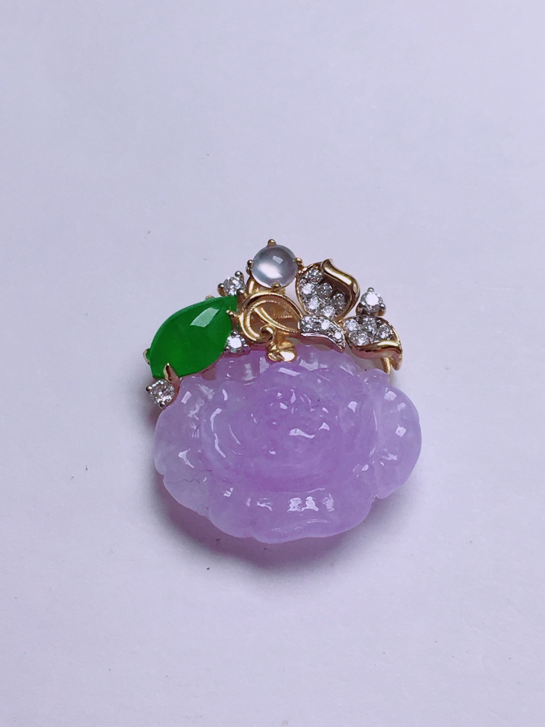 ️高冰紫花吊坠，晶莹剔透，新颖时尚，无裂，12.8-16