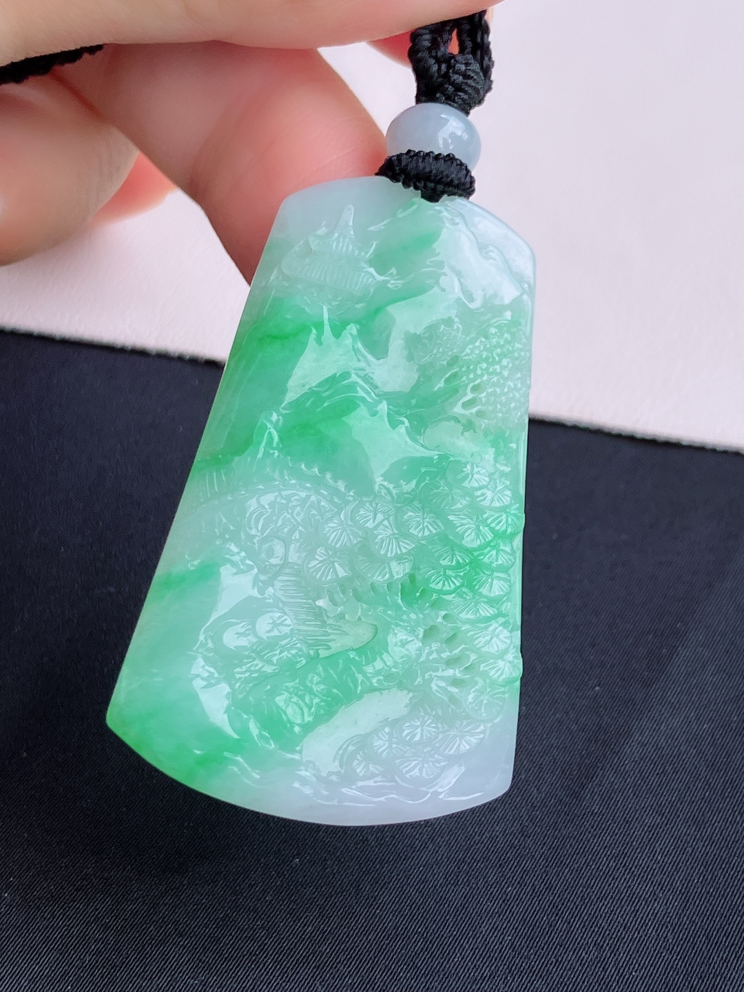 冰飘绿山水牌，意境，尺寸50/31/5.5/自然光实拍