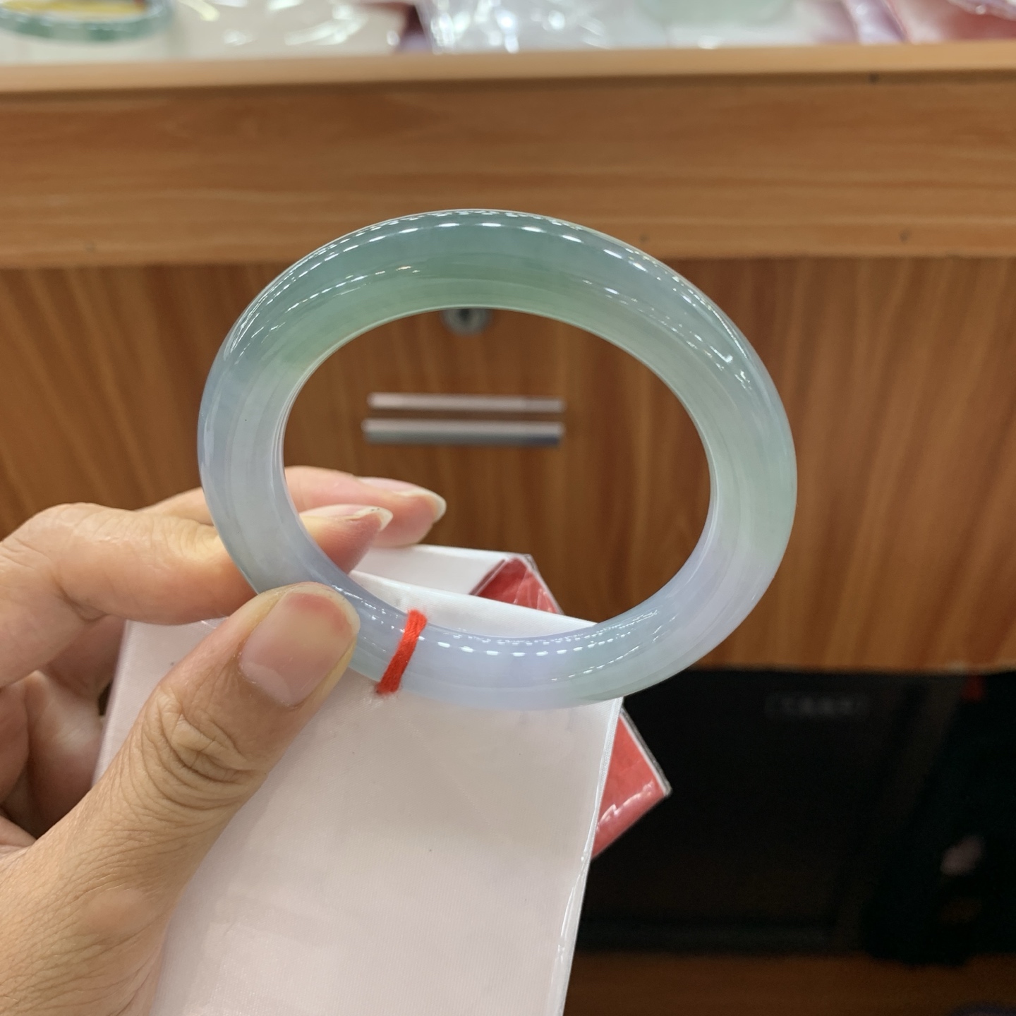062413AX 双彩圆条翡翠手镯 54.7-10.2