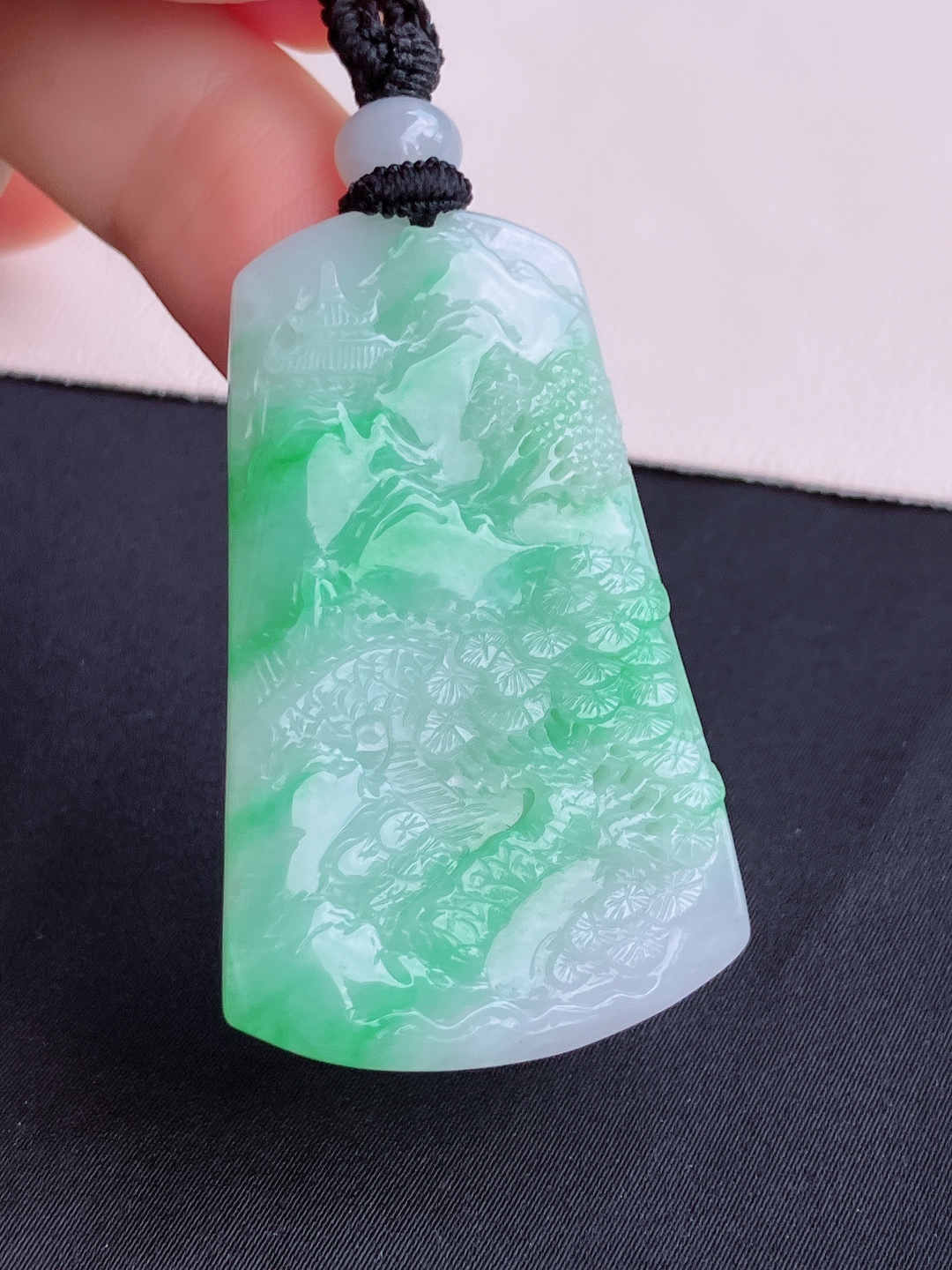 冰飘绿山水牌，意境，尺寸50/31/5.5/自然光实拍