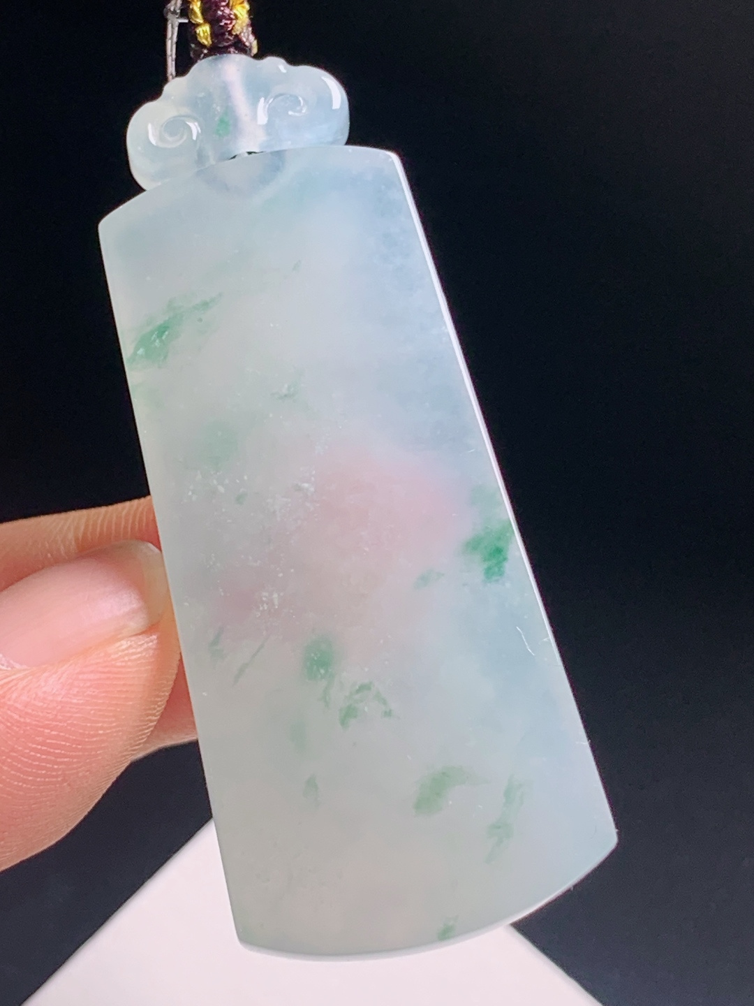 冰种飘花无事牌，玉质水润飘翠自然，素面大气平安顺遂 裸石49.8-23-6.1 编号1806