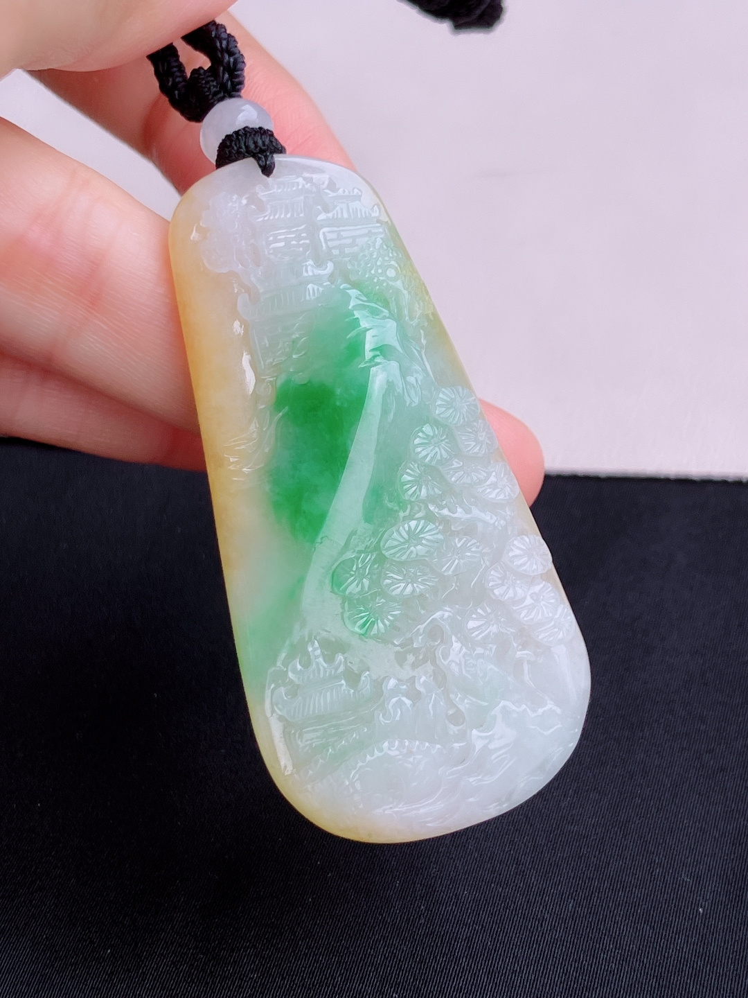 三彩山水牌，意境美，尺寸60.5/30.5/8.3/自然光