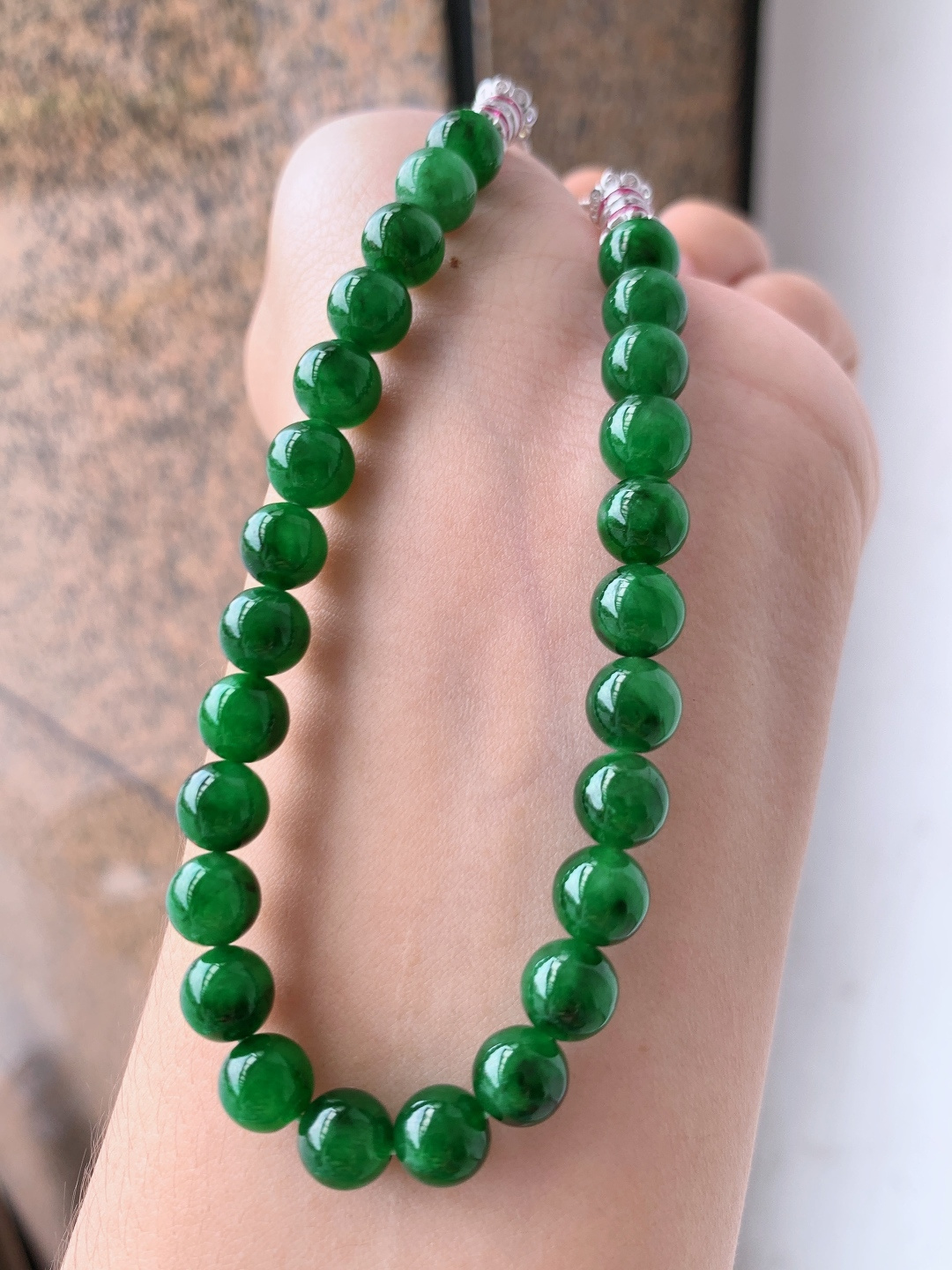 正阳绿珠链，满色浓郁水头充足，圆润饱满收藏佳品 4206